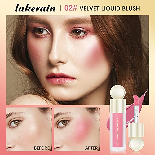 Liquid Blush Stick for Cheeks 0.25 Fl Oz - Natural Matte Pink Red Waterproof Face Tint - 2#