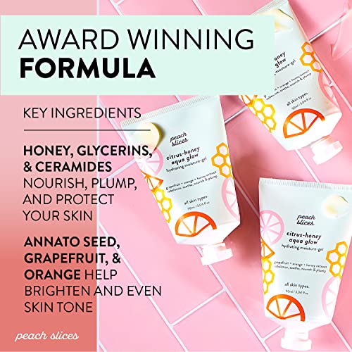 Peach Slices - Citrus-Honey Aqua Glow Moisturizer (3.04 oz) - Hydrating Moisture-Gel - Rebalance, Soothe, & Nourish - Grapefruit, Orange, Honey Extract - Vegan, Cruelty Free, Korean Skin Care & Beauty
