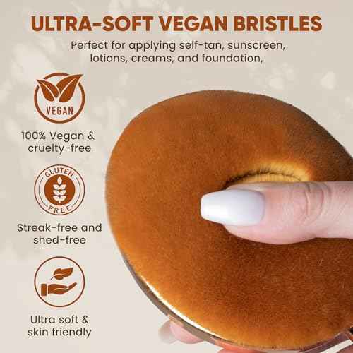 Self-Tan Applicator - Self Tanner Brush for Back - Body and Face Kabuki Brush for Fake Tan, Lotion, Makeup, and Sunscreen, Back Applicator for Sunless Tanner and cream