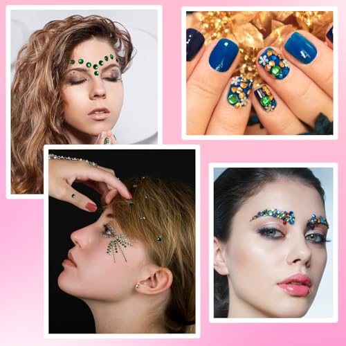 Green Stick-On Rhinestones 1760 Pcs Self-Adhesive Gems