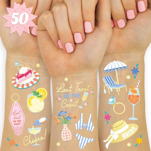 xo, Fetti Last Toast On The Coast Bachelorette Temporary Tattoos