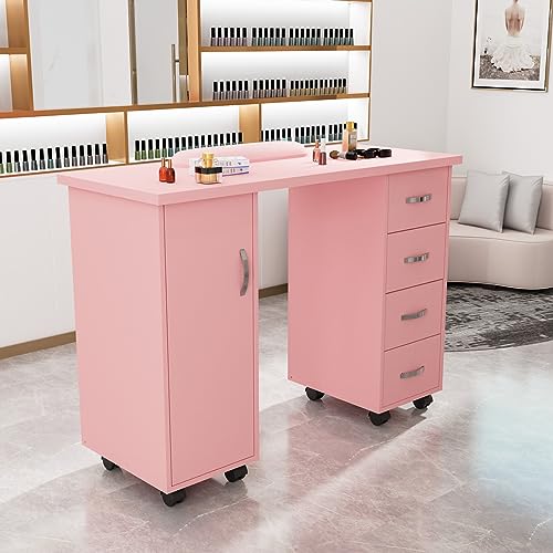 OmySalon Manicure Table with Storage Cabinet & Wrist Rest