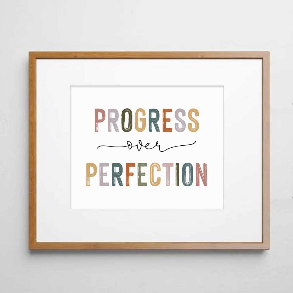 Progress Over Perfection Print, Classroom Decor, Kids Motivational, Inspirational Office Decor, Kid's Room Decor, Teacher Gift, Boho Classroom Wall Art, Unframed (11X14 INCH)