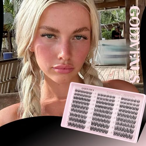 Goddvenus B-plush Lash Clusters Kit — Natural D-Curl False Eyelashes, 162 pcs with Bond & Seal