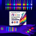 14 Colors UV Glow Body Paint Markers - Waterproof Neon Face Paint Pens