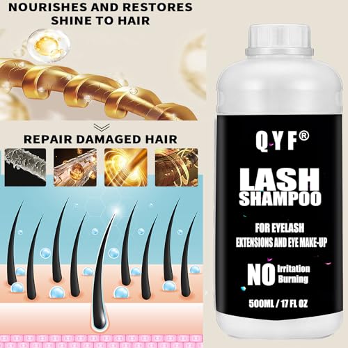 QYF Unscented 500ml Eyelash Extension Shampoo Foaming Cleanser for Salon & Home