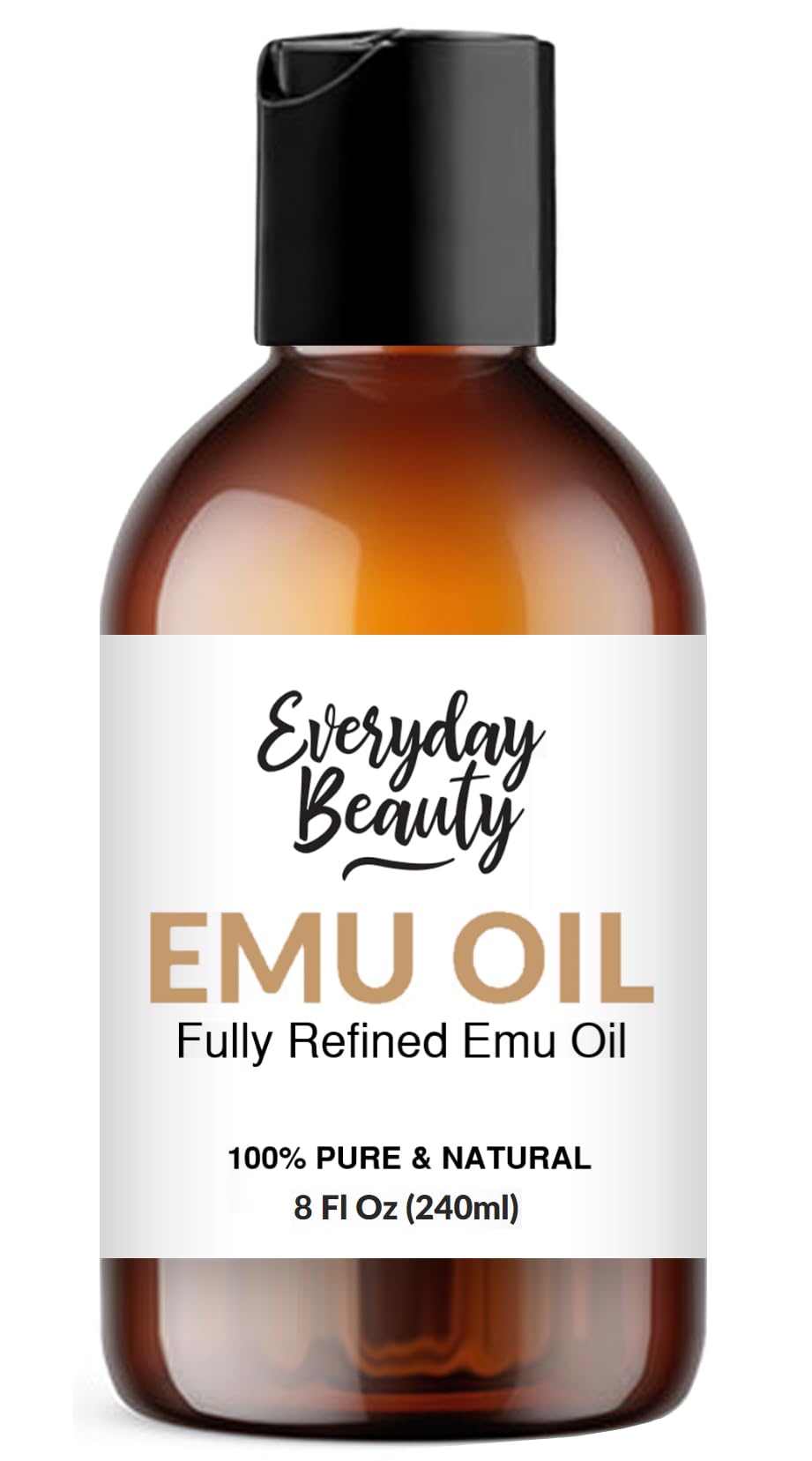 Emu Oil Bulk - 8 Fl Oz Pure & All Natural Refined Australian Emu Oil for Face, Skin and Hair - Great for Sensitive Skin and Hair Growth - For Scars and Piercings - High in Omega 3, 6 and 9 Fatty Acids