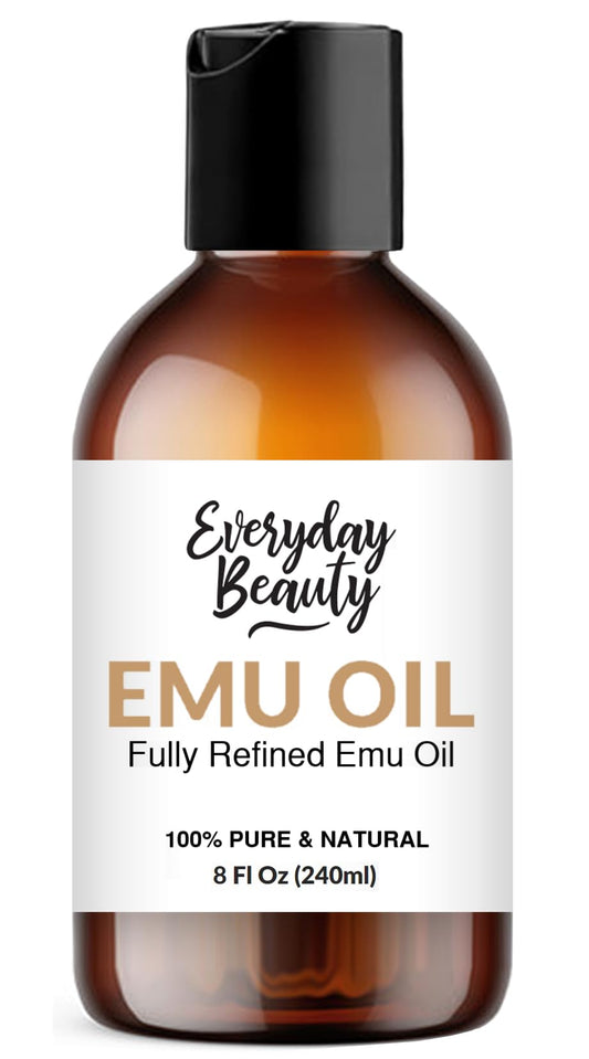 Emu Oil Bulk - 8 Fl Oz Pure & All Natural Refined Australian Emu Oil for Face, Skin and Hair - Great for Sensitive Skin and Hair Growth - For Scars and Piercings - High in Omega 3, 6 and 9 Fatty Acids