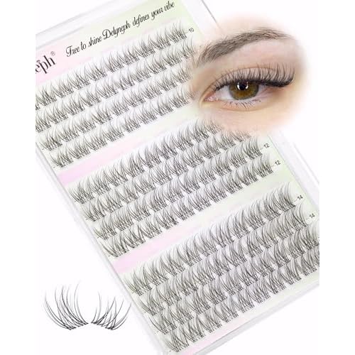 Natural Lash Clusters Short Eyelash Clusters Wispy Cluster Eyelash Extensions Clear Band Lash Extensions Individual Lashes Pesta?as Postizas Naturales by Delyneph(10-14mm, C Curl)