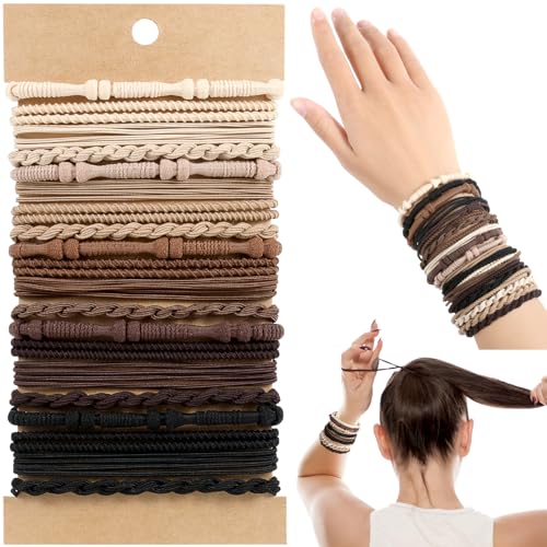 Boho Hair Ties 20-Piece Set, No-Damage Elastic Bands for Thick & Thin Hair