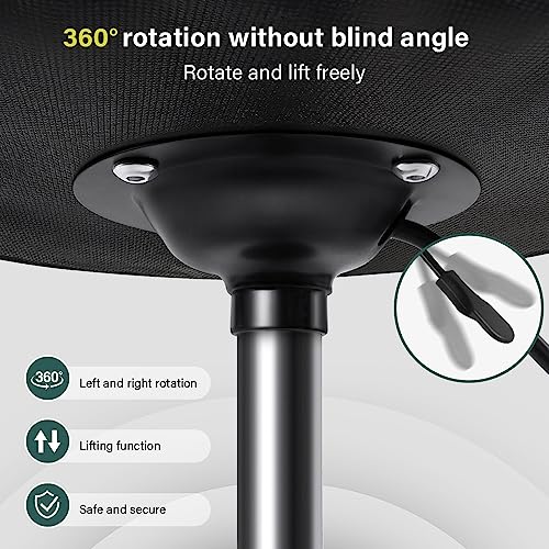Black Swivel Stool with Wheels - Height Adjustable 19-25"