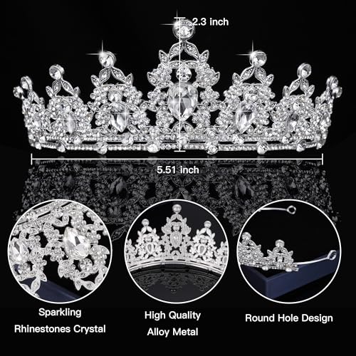 Queen Crown Tiara with Crystals for Women - Bridal & Party Headband