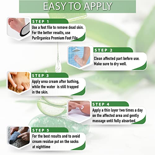 PurOrganica Urea 20% Foot Cream for Cracked Heels & Calluses - Made in USA