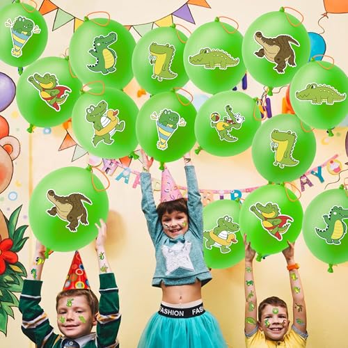 Alligator Party Favors Pack - 48 Tattoos & 24 Punch Balloons