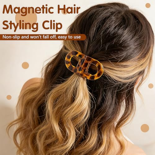 Magnetic Hair Clips for Women - 2PCS Brown & Black, Strong Hold