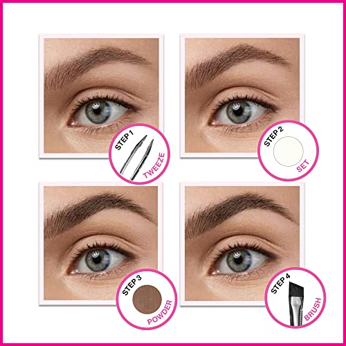 Eyebrow Makeup Kit with Powder Wax Tweezers & Mirror - Dark Brown - 1 Pack