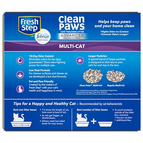 Fresh Step Clumping Cat Litter, Advanced, Clean Paws Multi-Cat, Extra Large, 37 Pounds total (2 Pack of 18.5lb Boxes)