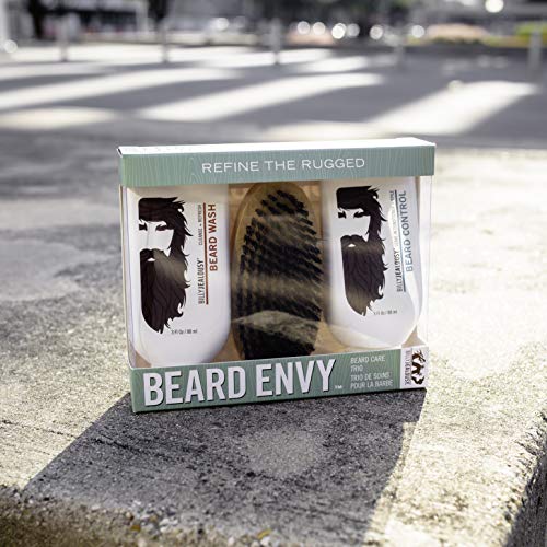 Billy Jealousy Beard Envy Facial Hair Refining Kit with Beard Wash Facial Hair Control and Boar Bristle Brush for Clean, Hydrated, Soft, Tamed Unruly Mane