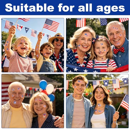 4th of July Glow Tattoos 106 PCS, Patriotic Temporary Tattoos