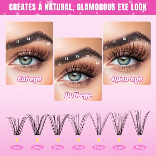 Lash Clusters Kit 320 Pcs DIY Individual Eyelash Extensions 30D 9-16mm