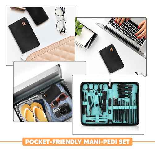Utopia Care, Manicure Kit for Women and Men, Manicure Set with Nail Clippers or Nail Kit Includes Fingernail & Toenail Clippers, 31Pcs Pedicure Kit Stocking Stuffers with Travel Case, Black