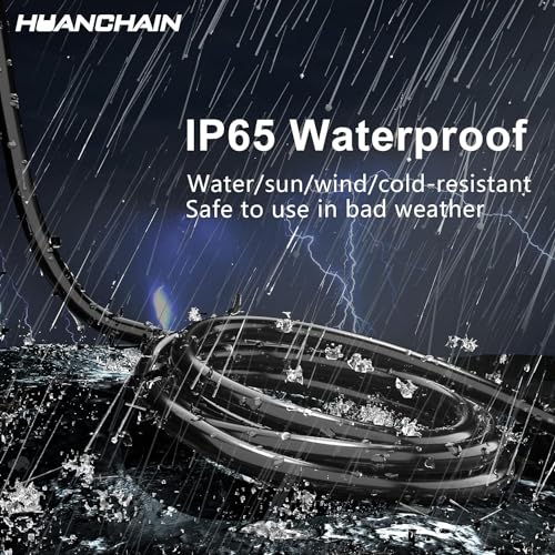 HUANCHAIN Indoor Outdoor Black Extension Cord 3 ft Waterproof, 16/3 Gauge Flexible Cold-Resistant Appliance Extension Cord Outside, 13A 1625W 16AWG SJTW, 3 Prong Heavy Duty Electric Cord, ETL