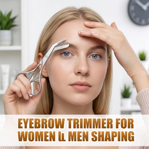Stainless Steel Eyebrow Trimmer Scissor with Comb