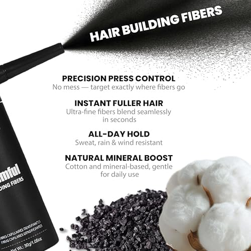 Adglamful Hair Fibers Spray for Thinning Hair - Black, 1.05 oz / 30g, Long-Lasting & Undetectable