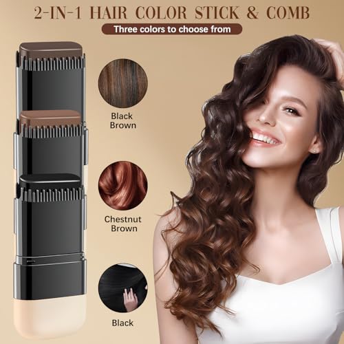 Javpav 2-in-1 Hair Color Stick - Waterproof Gray Coverage