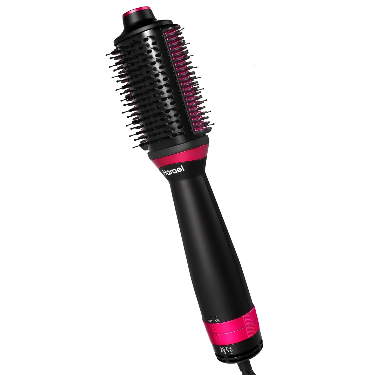 Harael Blow Dryer Brush Hair Dryer Brush in One, 4 in 1 for Drying Straightening Curling Volumizing Hair, Heated Comb+Blow Dryer Brush, Dual Mode Hot Air Brush for All Hair Types, Black Pink