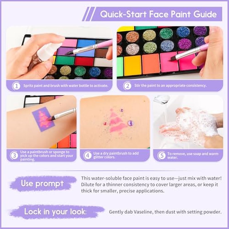 42 Color Face Paint Kit - Water Activated Face & Body Paint