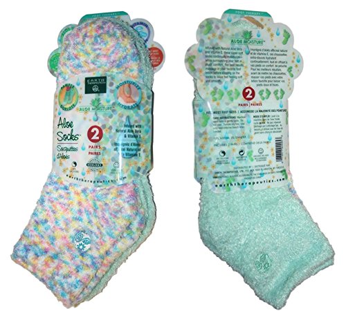 Earth Therapeutics Aloe Vera Infused Moisturizing Socks - 2 Pair Pack