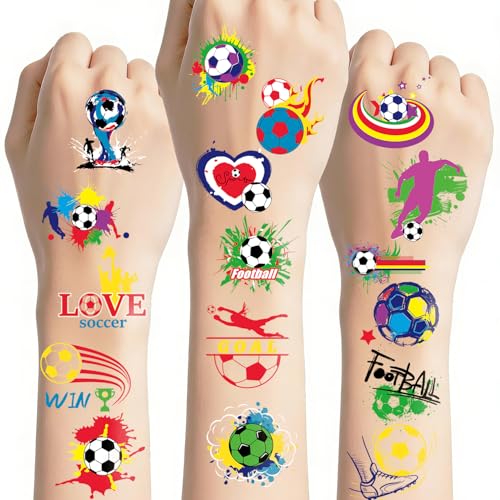 UV Glow Soccer Ball Temporary Tattoos, 60Pcs Waterproof