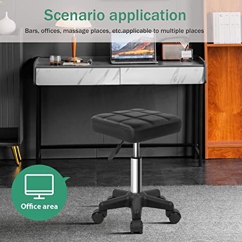 FURWOO Square Swivel Stool with Wheels - Height Adjustable Salon Massage