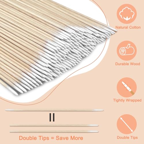 Meanhoo 1000 Pcs Double Pointed Cotton Swabs for Nails & Beauty, 4 Inch Lint-Free, Microblading & Makeup Tips