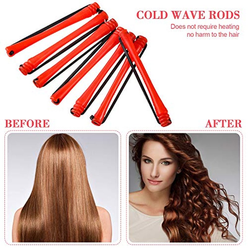 48 Pieces Hair Perm Rods Cold Wave Rollers with Rat Tail Comb