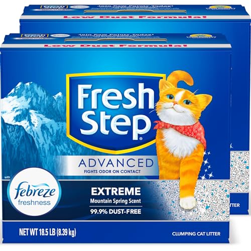 Fresh Step Clumping Cat Litter, Extreme, Advanced Long Lasting Odor Control Kitty Litter with Activated Charcoal, Low Dust Formula, 37 lb