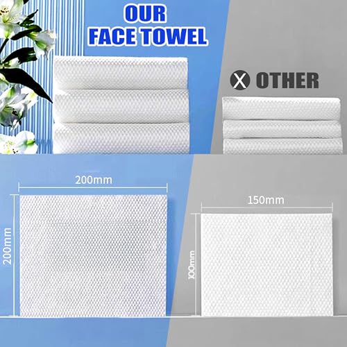 200 Count Disposable Face Towel, Dual-Textured Clean Wipes ? Dry/Wet Use, Ultra-Soft Facial Towels, Lint-Free Face Towel Disposable for Women Cleansing, Makeup, Travel