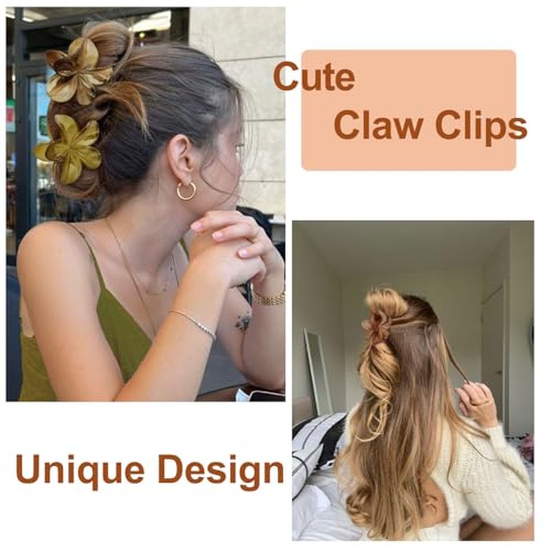 6 Flower Claw Hair Clips for Women - Strong Hold & Stylish