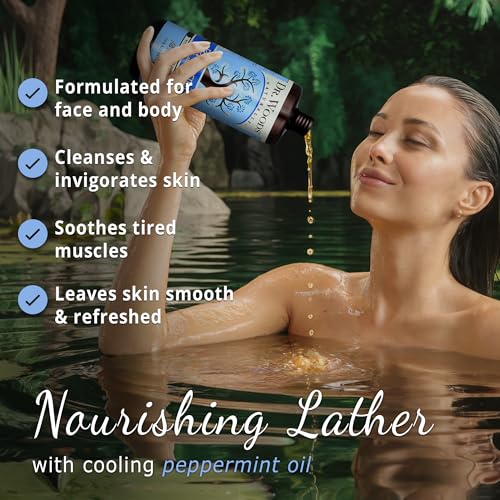 Dr. Woods Peppermint Liquid Castile Soap with Pump - Castile Soap with Pure Peppermint Oil, Body Wash for Men and Women, Organic Shea Butter, Natural Cleaner for Face, Hands, and Body - 32 Fl Oz
