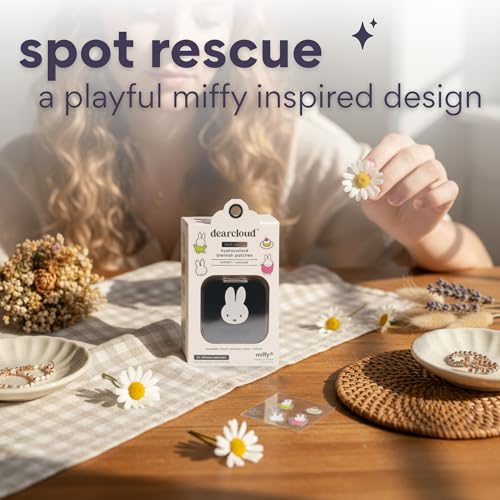 dearcloud Miffy Hydrocolloid Blemish Patches - 24 Count & Compact Case - Pimple Patches for Face, Acne Spot Treatment With Niacinamide & Salicylic Acid (Spot Rescue)