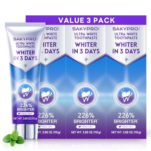SAKYPRORAL Purple Whitening Toothpaste 3.88oz Pack of 3 - Dual Enzyme Stain Removal