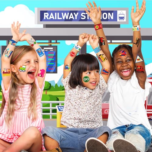 Train Party Favors Set - 24 Slap Bracelets & 36 Tattoos
