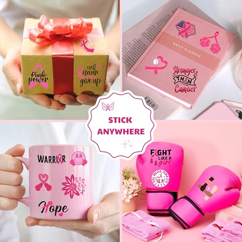 72 Breast Cancer Awareness Temporary Tattoos, Pink Stickers