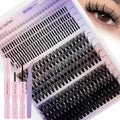 DIY Wispy Lash Extension Kit Individual Spike Manga Lash Clusters Kit with Bottom Lashes, Lash Bond and Seal, Lash Tweezers Eyelash Extension Kit for Self Use(40+50,12-18mm,0.07D,Kit)