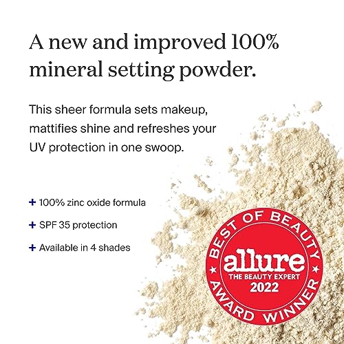 Supergoop! (Re) setting Face Powder SPF 35, Translucent - Broad Spectrum Mineral Sunscreen - 0.15 oz - Shine Control, Matte Finishing, On-the-Go Sun Protection