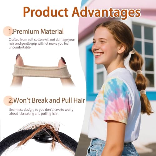 Bessrung 100PCS Beige Seamless Elastic Hair Ties - No Damage, Strong Hold for Women & Girls