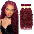 Burgundy Water Wave Human Hair Bundles 22 24 26 inch