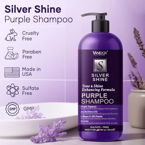 VANIDOX Purple Shampoo for Silver & Grey Hair, 16 fl oz
