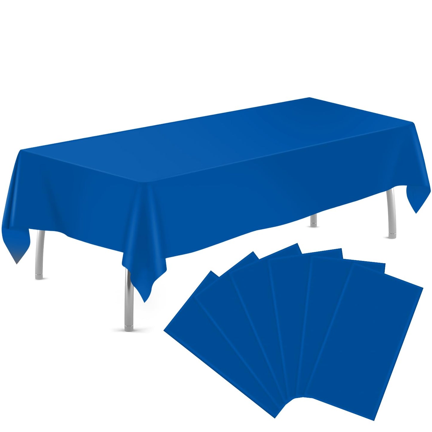 tujol Royal Blue 6 Pack Plastic Table Cloth 54" x 108", Disposable Tablecloths Rectangle Table Cover, Plastic Table Cloths for Parties